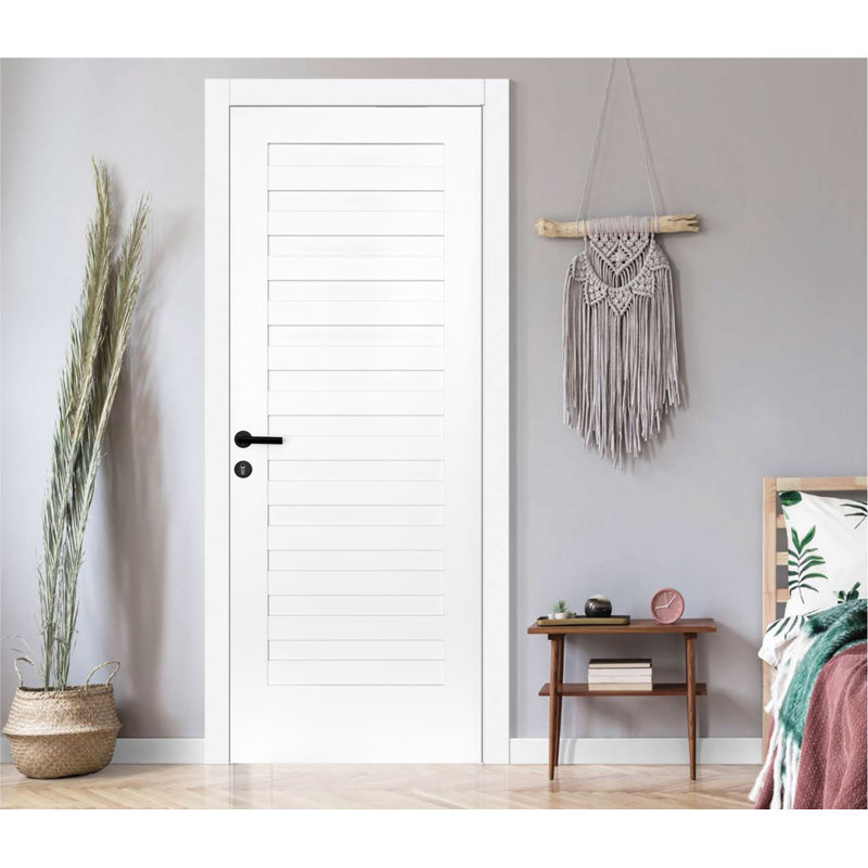 Ponderosa Wood White Primed Smooth Solid Wood Core Shadow Louver